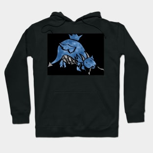 Chonky Blue Dragon On Black Background Hoodie